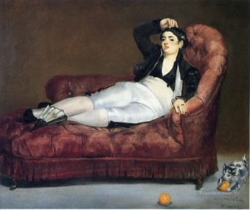 エドゥアール・マネ Painting - スペインの衣装を着て横たわる若い女性 エドゥアール・マネ